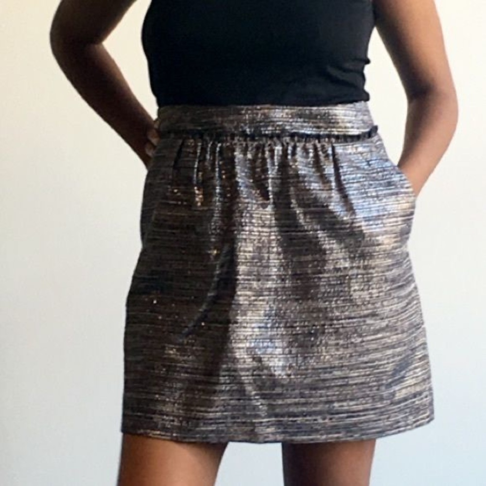 🎉 Gap Navy/Silver Metallic Tweed Mini Skirt
